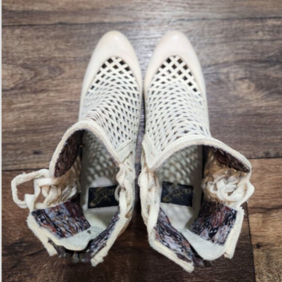 Freebird by Steven Lazor Leather Cutout Lattice Zip Ankle Booties - Picture 6 of 16